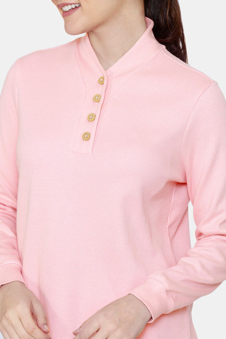Zivame Cozy Ribbed Viscose Blend Waffle Loungewear Set - Pale Blush — image 5